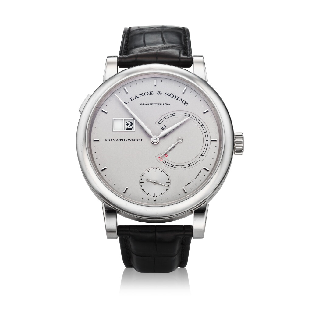 View full screen - View 1 of Lot 293. Reference 130.025F Lange 31 A platinum wristwatch with date and power reserve indication, Circa 2010 .