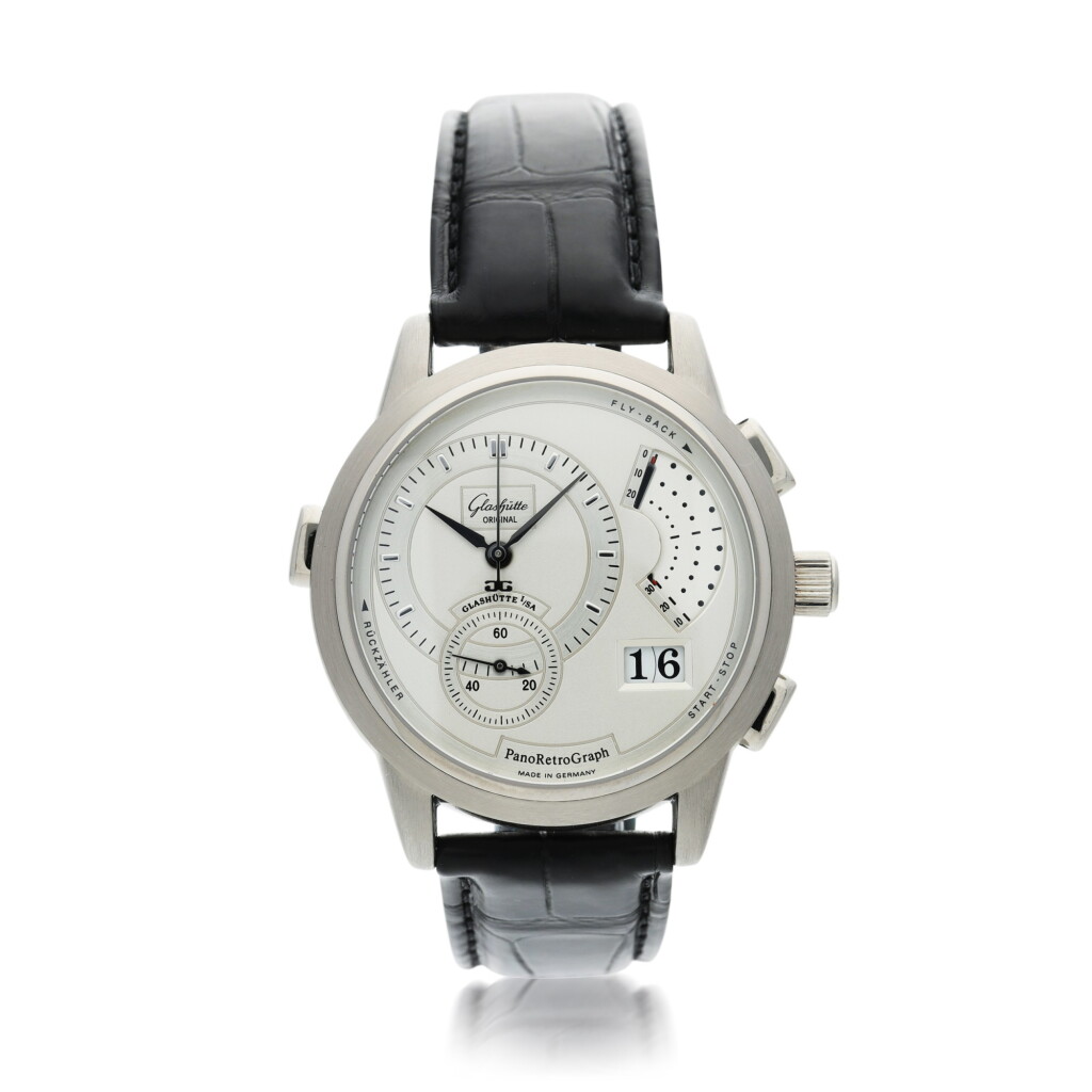 View full screen - View 1 of Lot 67. GLASHUTTE | PANORETROGRAPH A LIMITED EDITION WHITE GOLD FLY-BACK CHRONOGRAPH WRISTWATCH WITH DATE, CIRCA 2002.