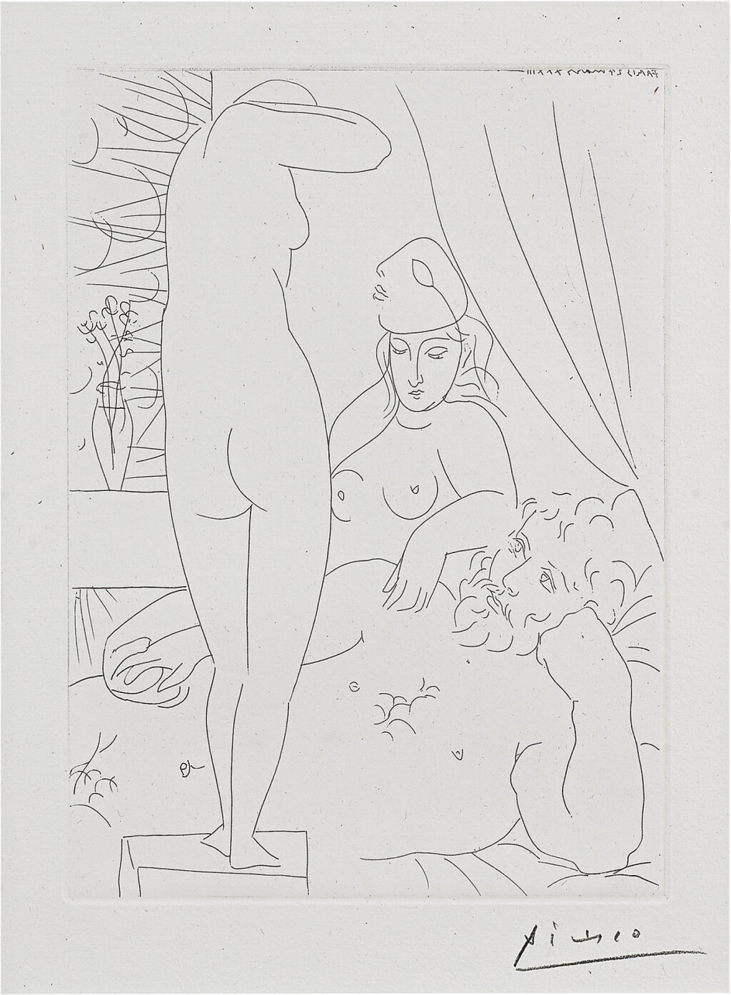 View full screen - View 1 of Lot 10. Sculpteur au repos avec modèle démasqué et sa représentation sculptée (B. 159; Ba. 312).