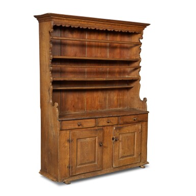 View full screen - View 1 of Lot 830. Very Fine and Rare Walnut Step-Back Cupboard Southeastern Pennsylvania Circa 1770.