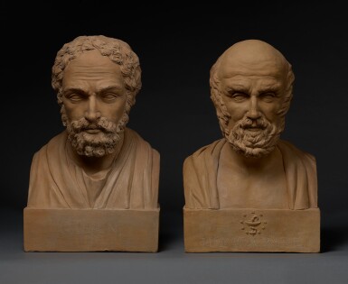 View full screen - View 1 of Lot 10. FRANCE | PAIR OF BUSTS OF GALEN AND HIPPOCRATES.