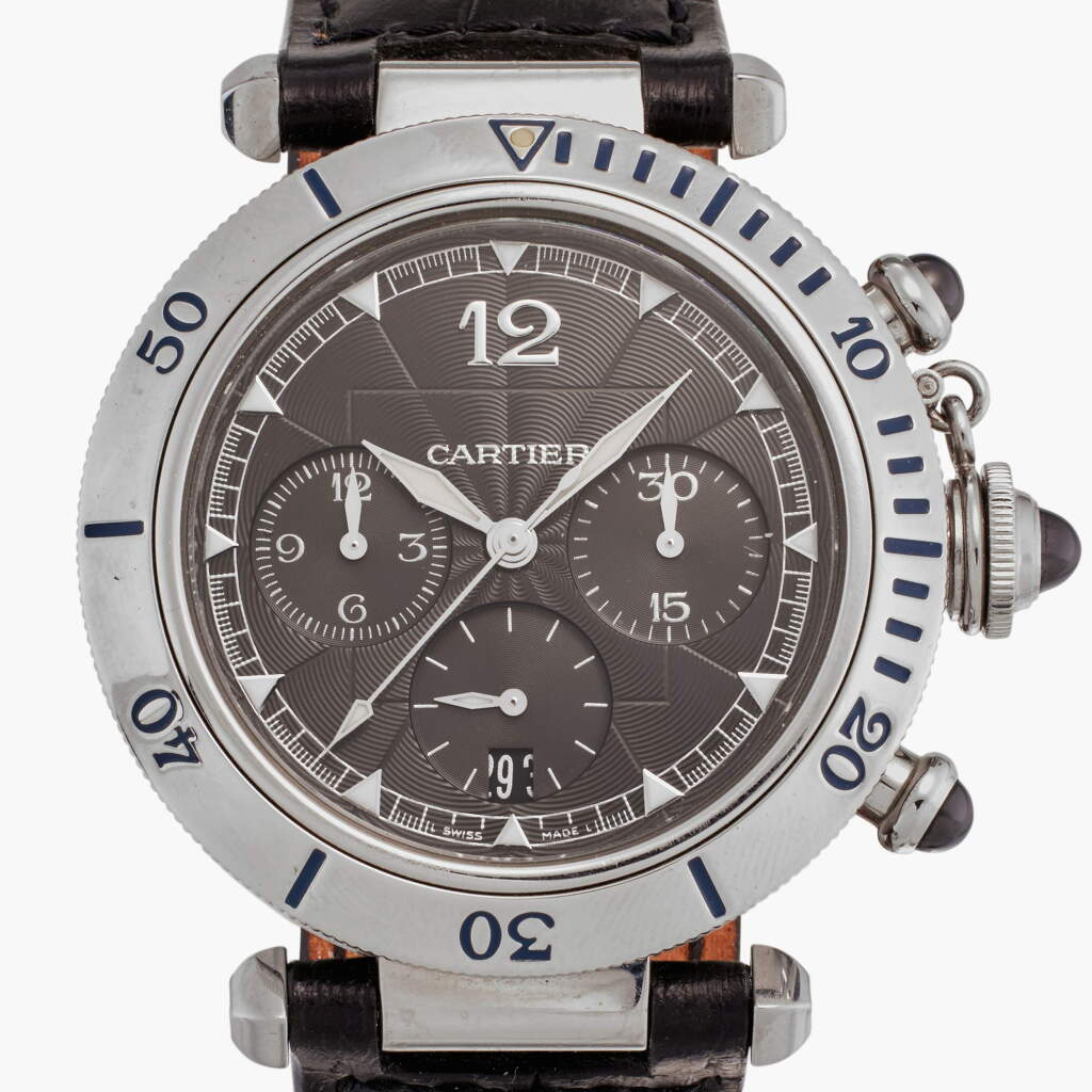 View full screen - View 1 of Lot 389. Reference W3107355 Pasha Seatimer | A stainless steel automatic chronograph wristwatch with date, Circa 2005.