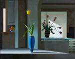 Interior with Yellow Tulip in the Light and Red