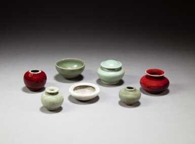 View full screen - View 1 of Lot 229. A study group of seven small monochrome vessels, Ming-Qing dynasties | 明至清 各式瓷器一組七件.