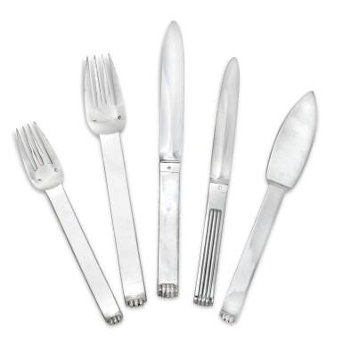 View full screen - View 1 of Lot 6. A set of Deauville pattern silver flatware, Jean Elisée Puiforcat, Paris, circa 1937.