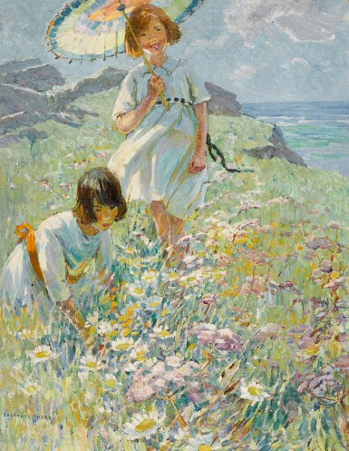 View full screen - View 1 of Lot 392. A Summer Day on the Cliffs (recto); Along the Seashore (verso).