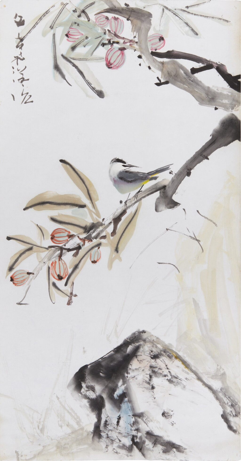 View full screen - View 1 of Lot 2022. Chen Wen Hsi 陳文希 | Bird on a fruit branch 枝頭鳥.