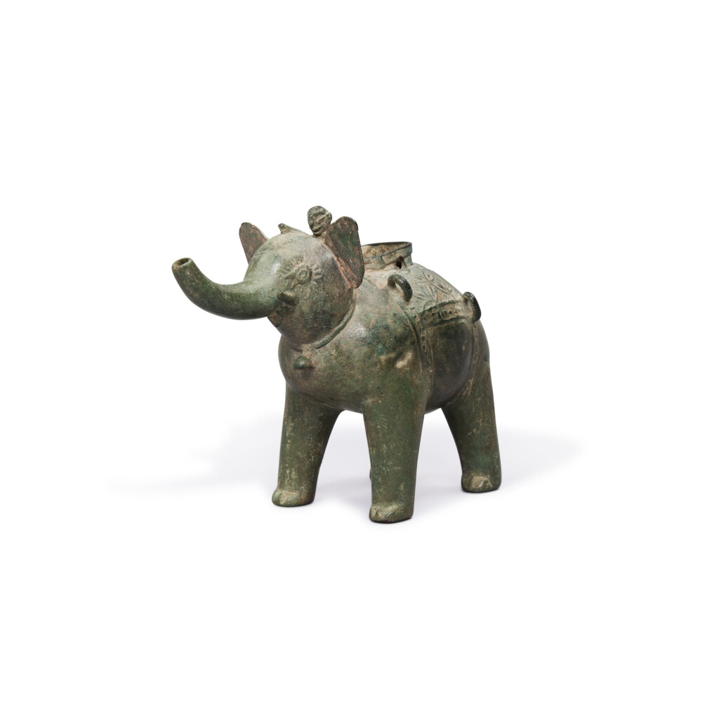 View full screen - View 1 of Lot 120. A bronze figure of an elephant, Java, Indonesia, 13th century | 印尼爪哇 十三世紀 青銅象.