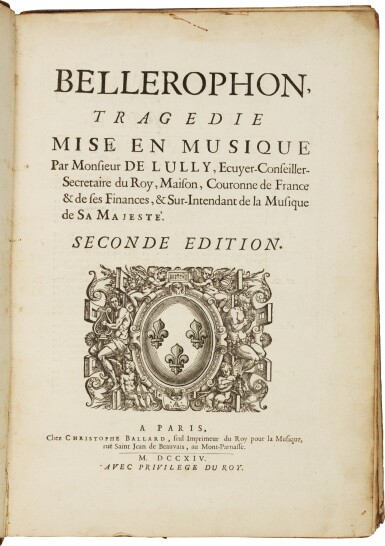 View full screen - View 1 of Lot 63. J.-B. Lully. Early editions of "Roland" and "Bellérophon", 1709 and 1714.