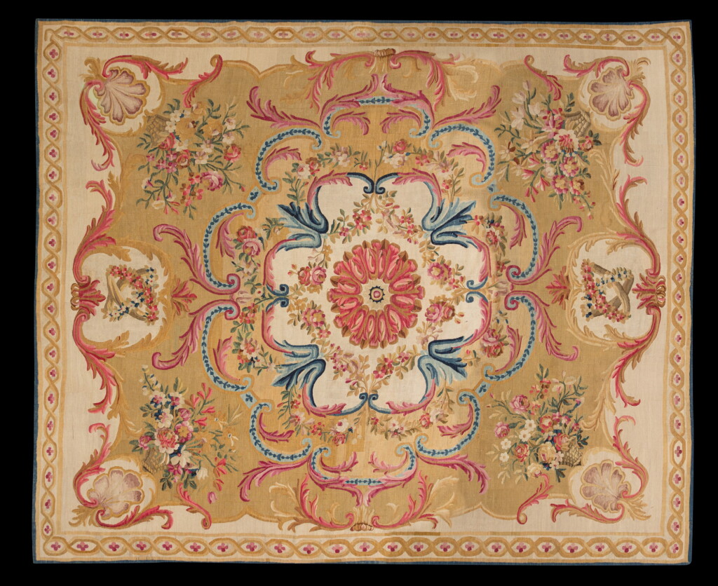 View full screen - View 1 of Lot 128. A Louis XV Aubusson carpet | Tapis de la manufacture d'Aubusson d'époque Louis XV.