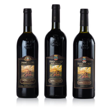 View full screen - View 1 of Lot 481. Brunello di Montalcino Riserva, Poggio all'Oro 1988/1993/1995 Castello Banfi (3 BT).
