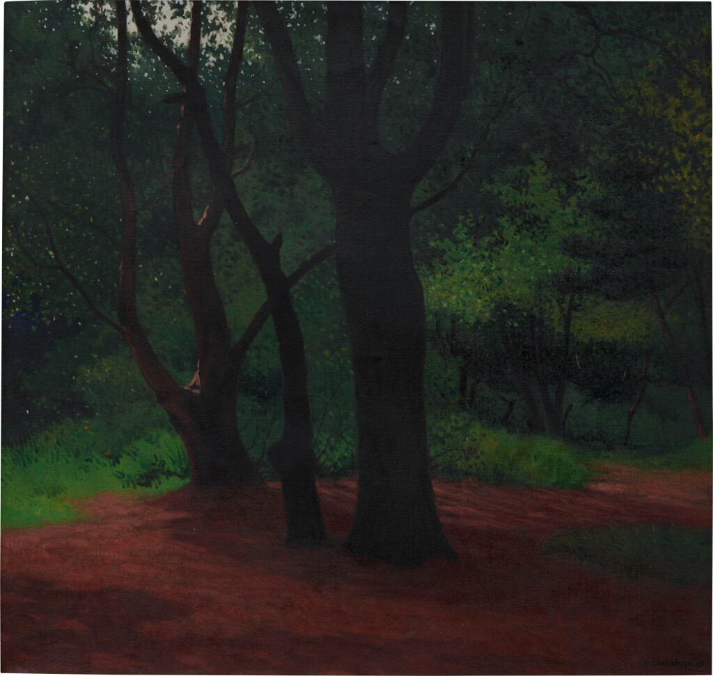 View full screen - View 1 of Lot 17. Sous-bois, trois grands arbres, 1919.