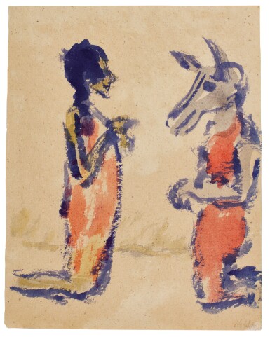 View full screen - View 1 of Lot 12. EMIL NOLDE | THEATERSZENE (SHAKESPEARES EIN "SOMMERNACHTSTRAUM") (THEATER SCENE (SHAKESPEARE’S A MIDSUMMER NIGHT’S DREAM)).