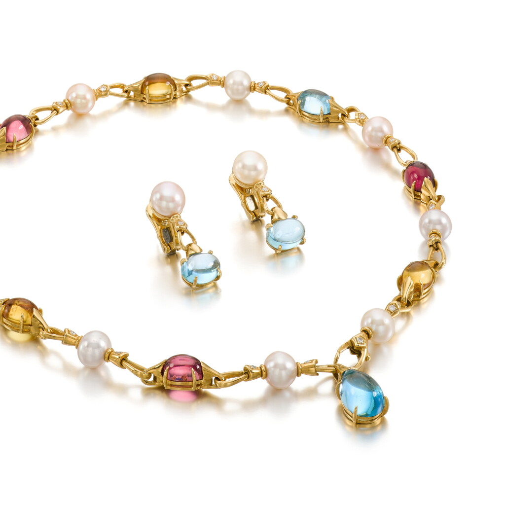 View full screen - View 1 of Lot 67. Gem-set demi-parure, ‘Allegra’.