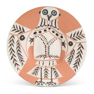 View full screen - View 1 of Lot 67. Hibou blanc sur fond rouge (A. R. 395).