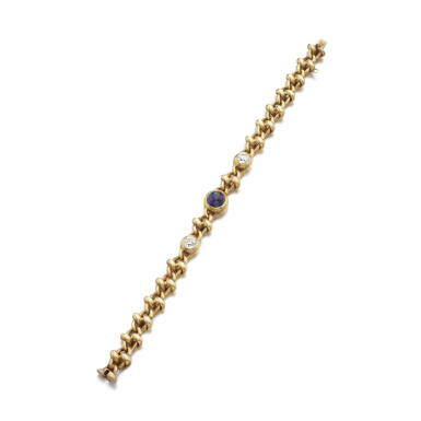 View full screen - View 1 of Lot 1069. Sapphire and diamond bracelet, circa 1893.