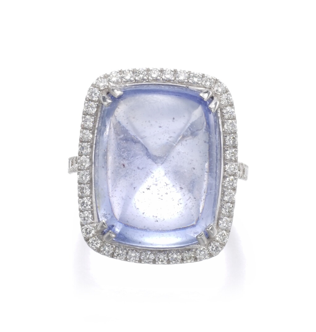 View full screen - View 1 of Lot 14. SAPPHIRE AND DIAMOND RING.