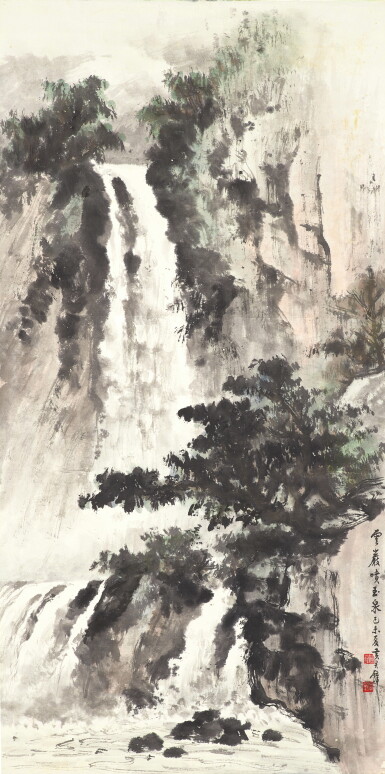 View full screen - View 1 of Lot 6061. 黃君璧 雲巖噴玉泉 | Huang Junbi, Cascade in Mountains.