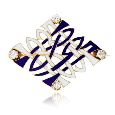 View full screen - View 1 of Lot 6. Enamel and diamond brooch, late 19th century.