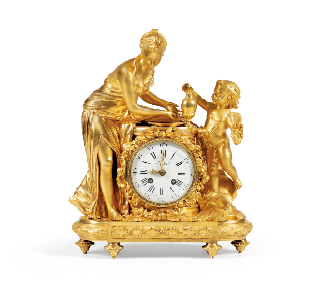 View full screen - View 1 of Lot 112. A Louis XVI gilt-bronze mantel clock by Antoine Crosnier, circa 1785 | Pendule en bronze doré d'époque Louis XVI, par Antoine Crosnier, vers 1785.