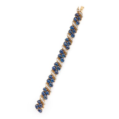 View full screen - View 1 of Lot 72. SAPPHIRE AND DIAMOND BRACELET, VAN CLEEF & ARPELS, FRANCE.