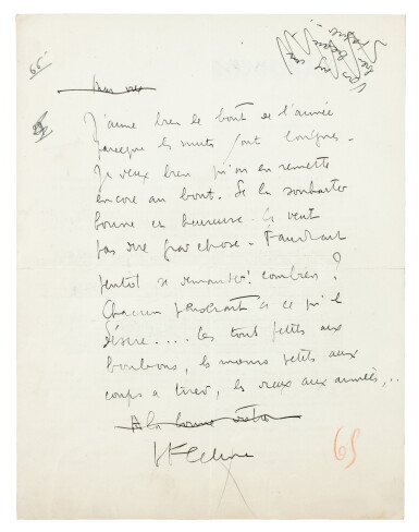 View full screen - View 1 of Lot 104. Deux lettres autographes signées, 1933. À Gaston Picard et à Jean Ajalbert..