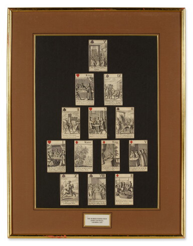 View full screen - View 1 of Lot 370. Playing cards — "Popish Plot Cards," with suits stenciled red.