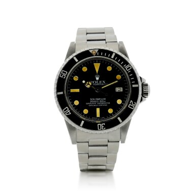 View full screen - View 1 of Lot 110. ROLEX | REFERENCE 1665 SEA-DWELLER 'GREAT WHITE' A STAINLESS STEEL AUTOMATIC WRISTWATCH WITH DATE AND BRACELET, CIRCA 1980.