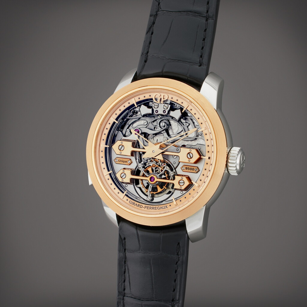 View full screen - View 1 of Lot 31. Reference 99820 Piece Unique Golden Bridges Minute Repeater Tourbillon | A unique titanium and pink gold skeletonized minute repeating tourbillon wristwatch, Circa 2015.