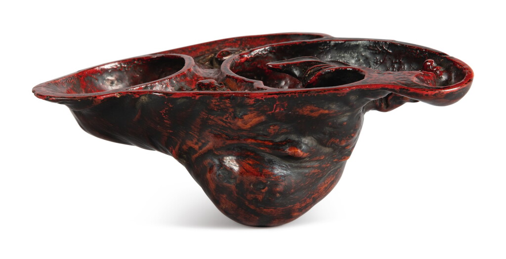 View full screen - View 1 of Lot 1118. A BURLWOOD CONCH-FORM WATER COUPE, QING DYNASTY.