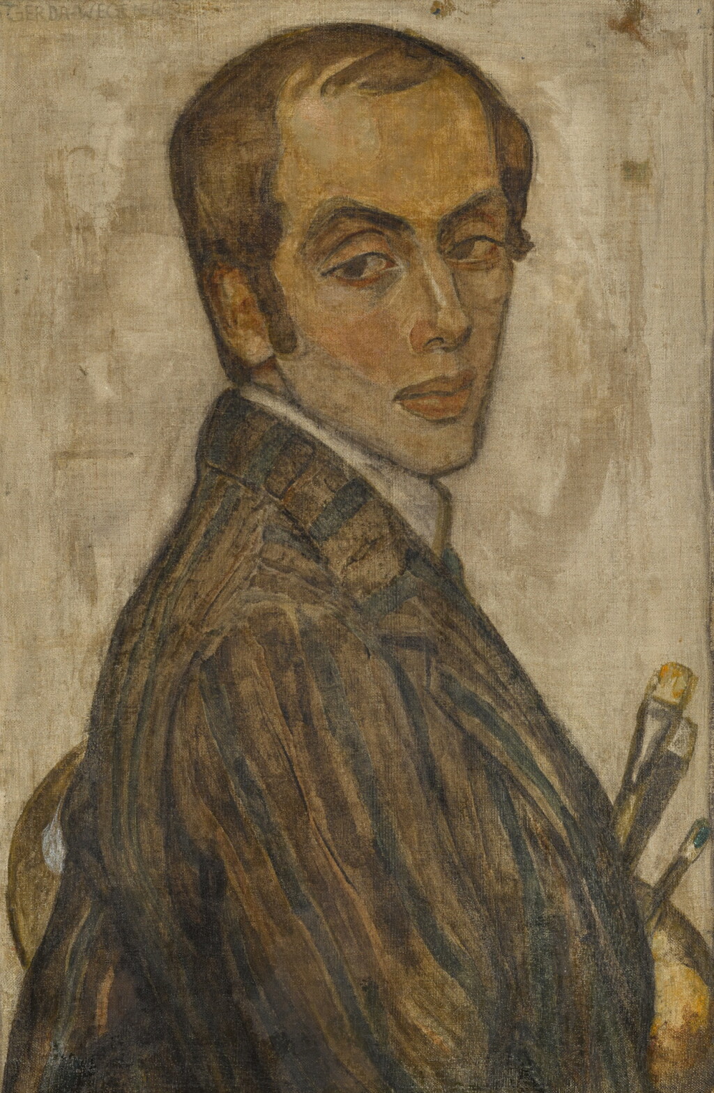 View full screen - View 1 of Lot 306. Einar Wegener with brushes and palette.