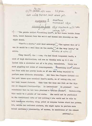 View full screen - View 1 of Lot 307. Ian Fleming | You Only Live Twice, corrected typescript, 1963.