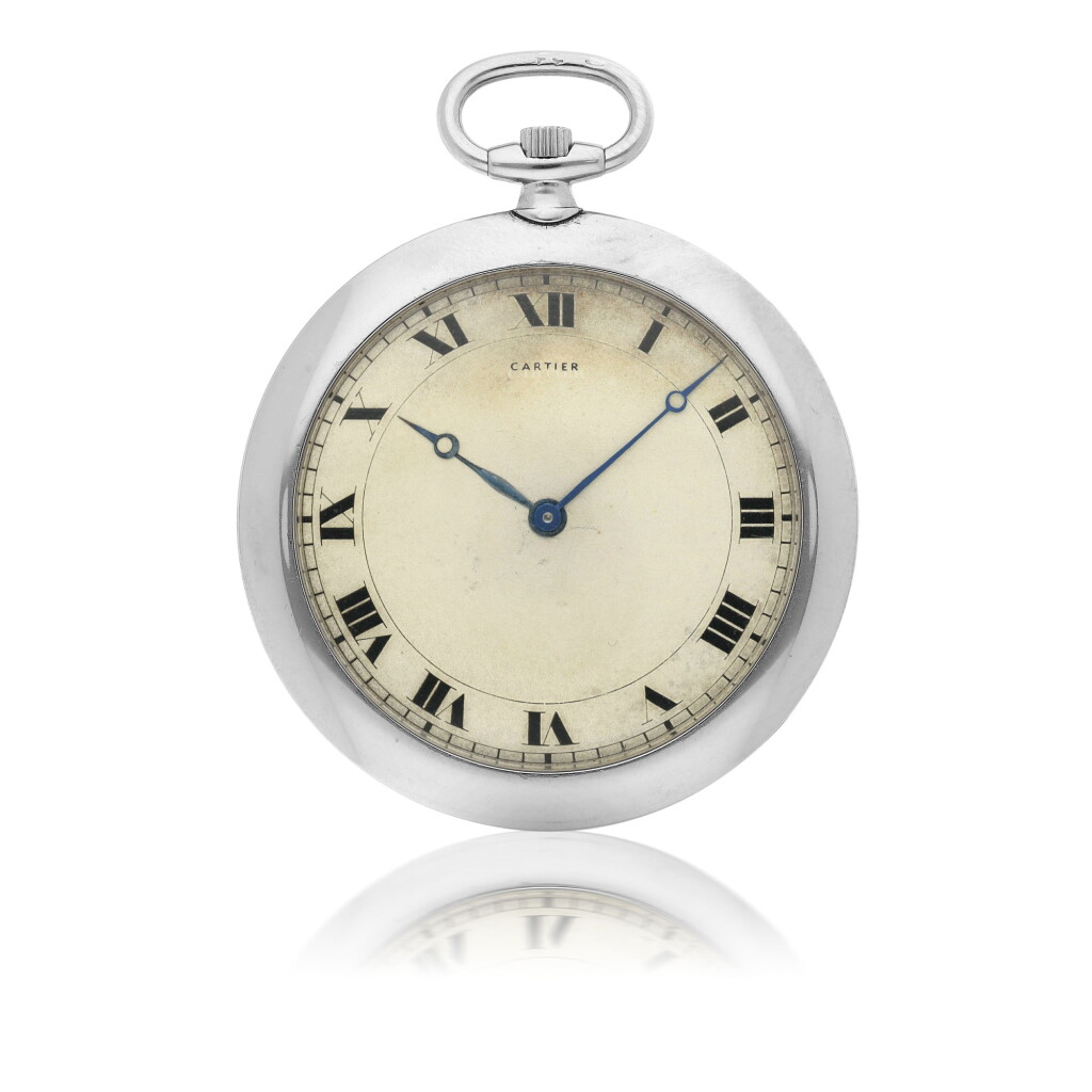 View full screen - View 1 of Lot 36. CARTIER | A PLATINUM OPEN FACED WATCH CIRCA 1930.
