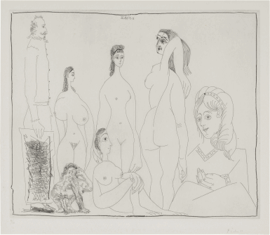 View full screen - View 1 of Lot 614. Peintre longiline avec des femmes, dont une petite pisseuse, from the 347 Series.