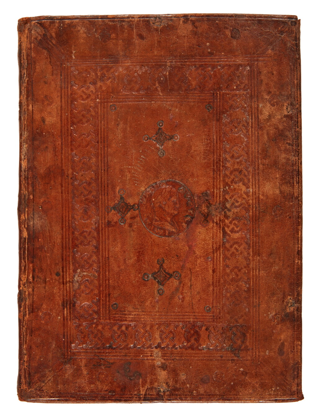 View full screen - View 1 of Lot 1850. Tebaldeo, Opere, Venice, 1503, contemporary Italian classical medallion binding, brown morocco over wooden boards.