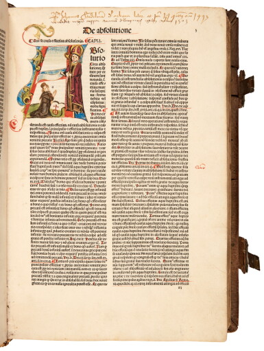 View full screen - View 1 of Lot 1184. Rainerius de Pisis, Pantheologia, Venice, 1486, volume 1 only, Augsburg plaited-headband binding.