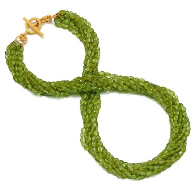 View full screen - View 1 of Lot 196. Peridot necklace.