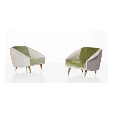 View full screen - View 1 of Lot 97. Pair of "Diamond" Armchairs from the Villa Goldschmidt, Buenos Aires, Argentina.
