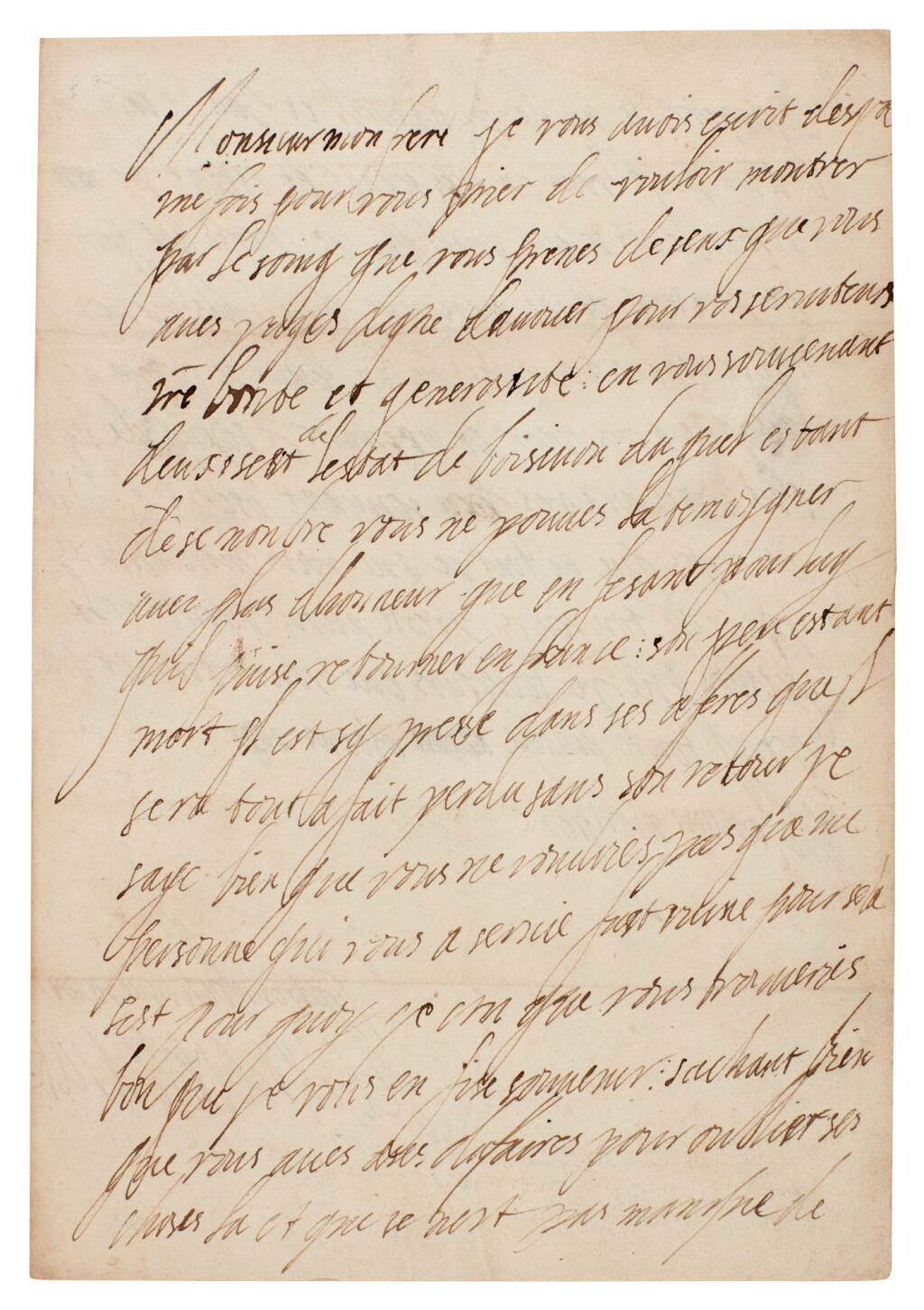 View full screen - View 1 of Lot 73. Queen Henrietta Maria | Autograph letter signed, to her brother, begging for help for her son, Charles II, 1649.