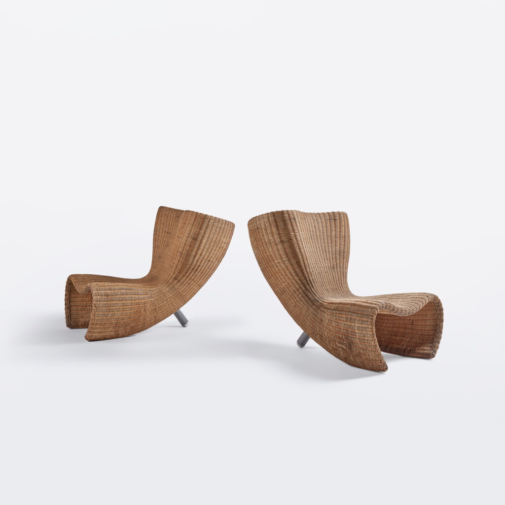 View full screen - View 1 of Lot 28. Pair of "Wicker" Chairs.