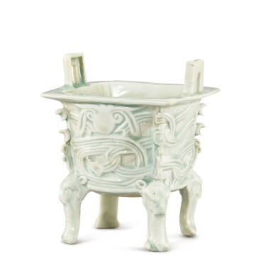 View full screen - View 1 of Lot 441. A superb qingbai archaistic incense burner, Southern Song – Yuan dynasty 南宋至元 青白釉仿古四足爐.