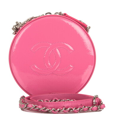 View full screen - View 1 of Lot 9. Chanel Pink "Round As Earth" Bag of Patent Leather with Silver Tone Hardware.