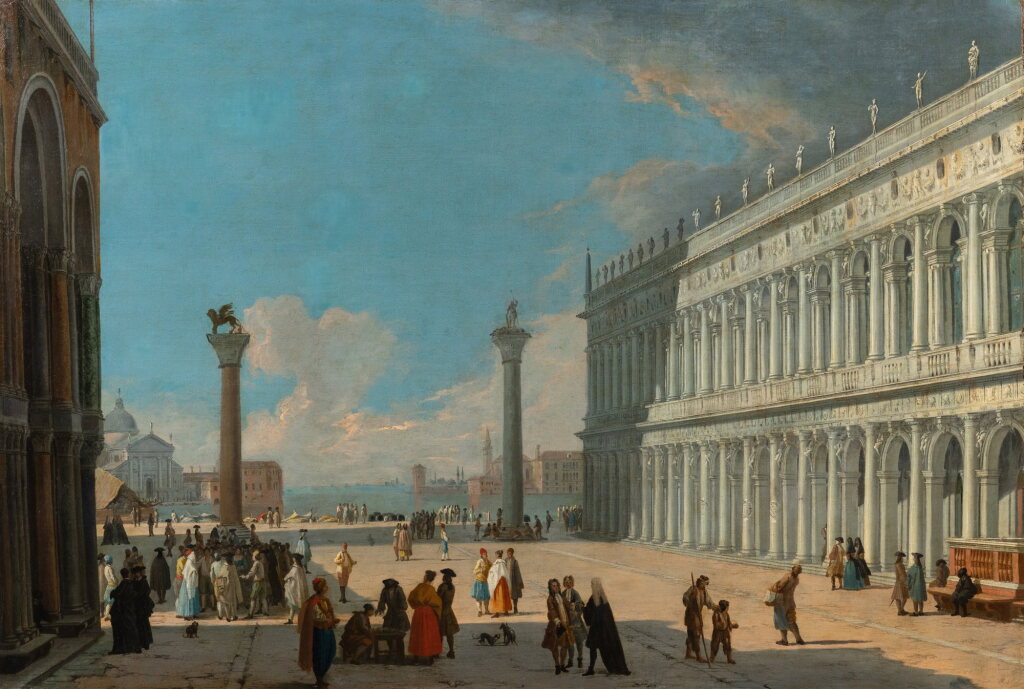 View full screen - View 1 of Lot 36. View of the Piazzetta in Venice | Vue de la piazzetta à Venise.