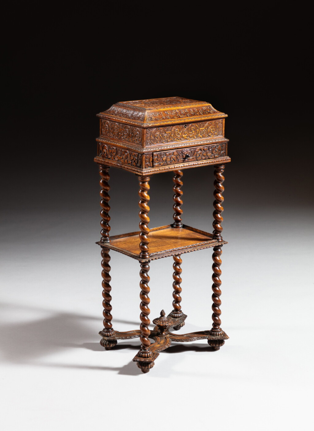 View full screen - View 1 of Lot 190. A French carved Sainte Lucie wood marriage casket, late 17th/early 18th century, Nancy, attributed to César Bagard.