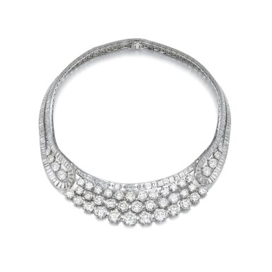 View full screen - View 1 of Lot 628. Elegant diamond necklace, 1950s | 鑽石項鏈,1950年代.