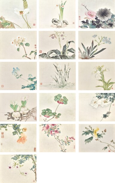 View full screen - View 1 of Lot 3095. 居廉 Ju Lian | 清逸出塵冊 An Album of Delightful Flowers.