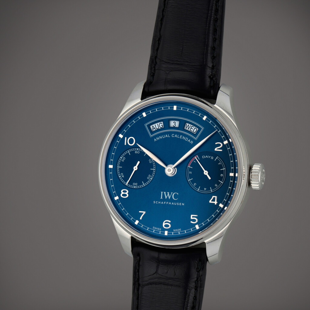 View full screen - View 1 of Lot 413. Portuguese Annual Calendar, Reference IW503502 | A stainless steel annual calendar wristwatch with power reserve indication | Circa 2017.