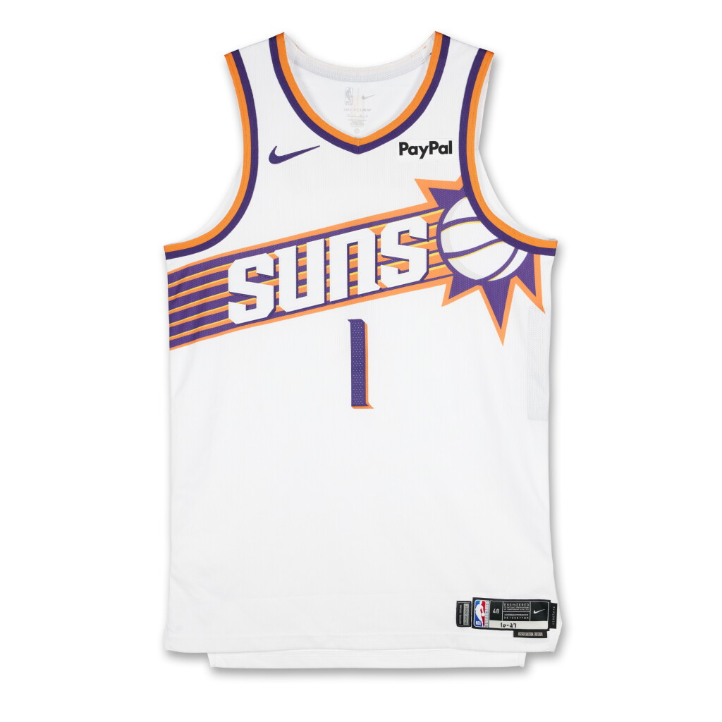 View full screen - View 1 of Lot 5. Devin Booker Phoenix Suns 2025-2026 Game Worn Association Edition Jersey | Double-Double.