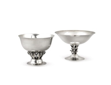 View full screen - View 1 of Lot 24. Two circular silver cup and bowl, Jensen, Copenhagen, 20th century | Deux coupes rondes en argent, par Jensen, Copenhague, XXe siècle.