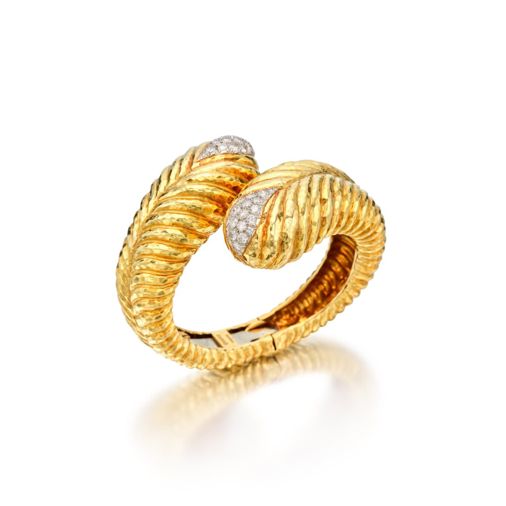 View full screen - View 1 of Lot 168. Gold and Diamond Cuff-Bracelet.